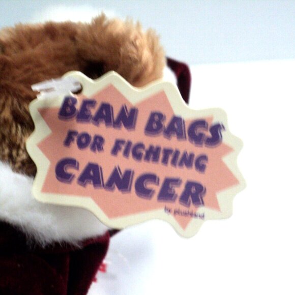 Christmas Bear Plush by Plushland Bean Bags for Fighting Cancer Holiday Vtg 8" L - Picture 5 of 7